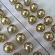 海水南洋金珠9-10mm正圆浓金4A微瑕珍珠裸珠散珠DIY批发吊坠耳钉