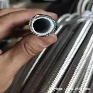 304不锈钢特氟龙管编织网扣压软管内衬四氟金属软管PTFE波纹管