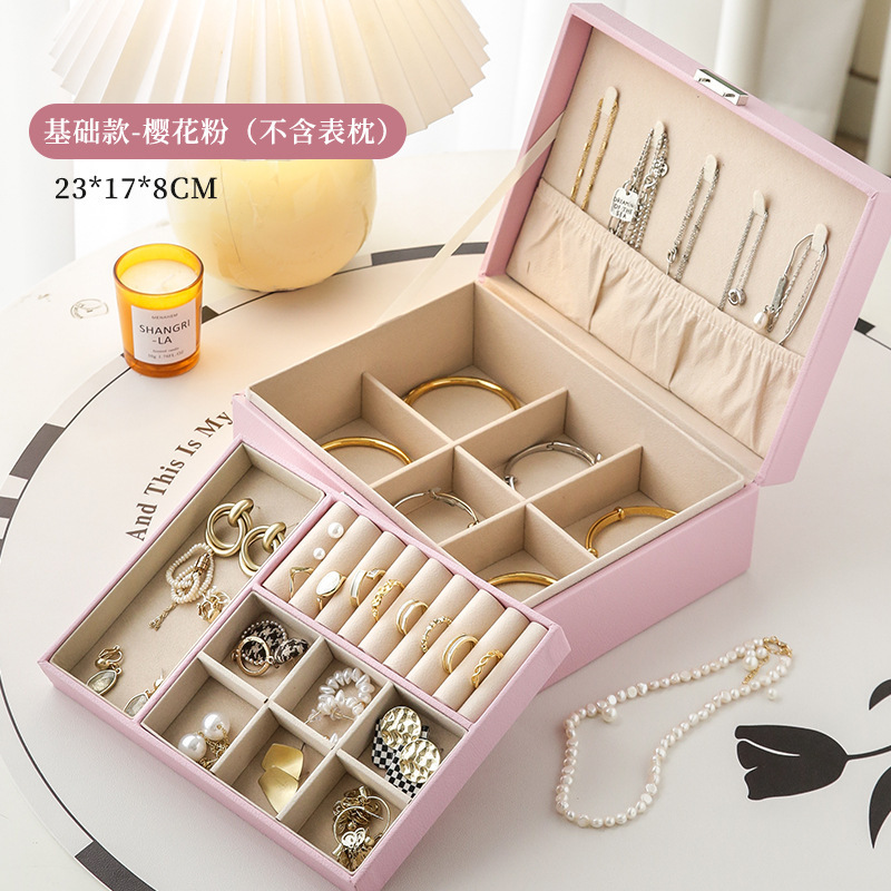 Caja de joyería de doble capa collar pendientes brazalete joyería de oro caja de joyería colgante estilo europeo