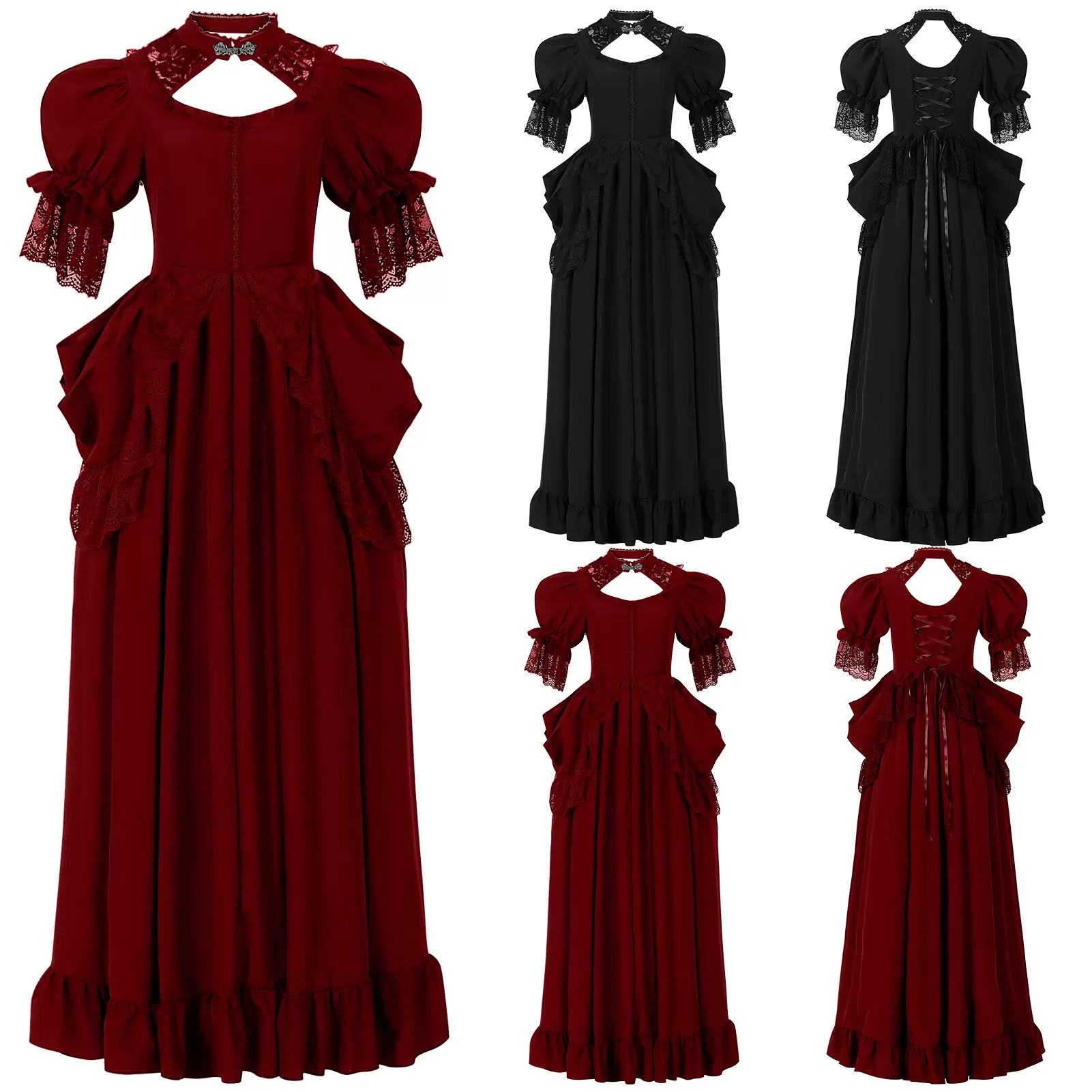 漫天羽跨境欧式宫廷复古连衣裙演出服舞蹈表演服贵族晚会女士礼服