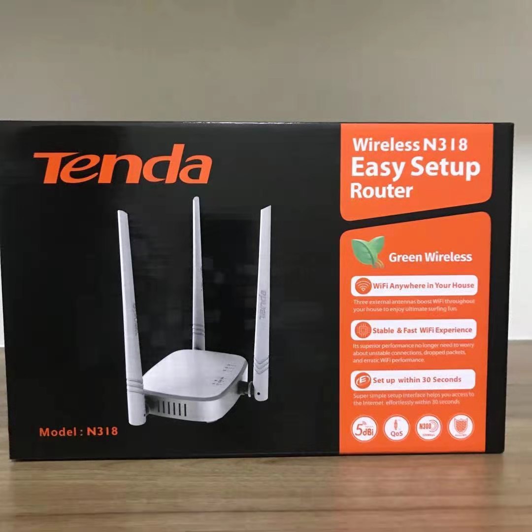 英文版腾达N318三天线300M无线路由器WiFi欧、美、英规全塑封包装