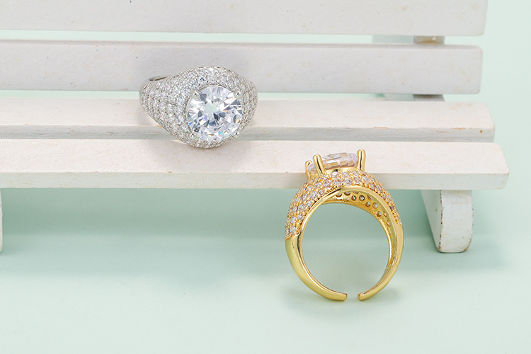 Birthday Occasion Copper Material Fashion Colored Zircon Micro-inlaid Copper Ring Wholesale Nihaojewelry