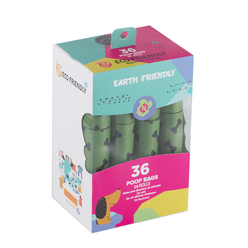 En stock 1,5 bolsa de heces de perro en caja de seda boca plana bolsa de heces bolsa de mierda respetuosa con el medio ambiente bolsa de basura para mascotas degradable