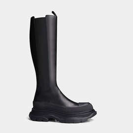 2023冬季麦昆切尔西靴长靴弹力显瘦骑士靴长筒女靴松糕厚底高筒靴