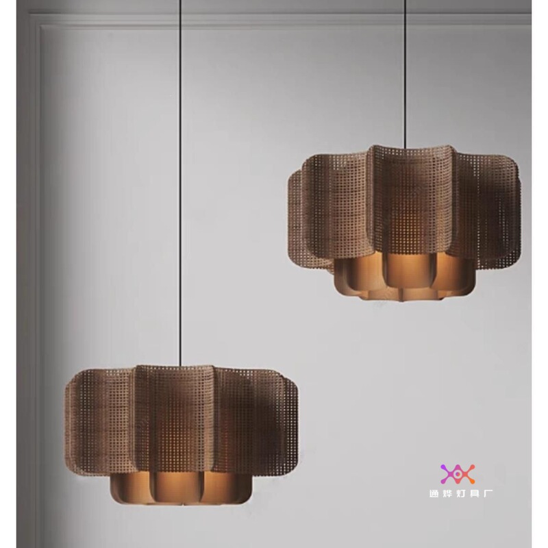 New Chinese-Style Zen Restaurant Private Room Chandelier, Commercial Bar Counter, Hot Pot Restaurant, Hotel Rattan Wabi-Sabi Style Lighting Fixtures