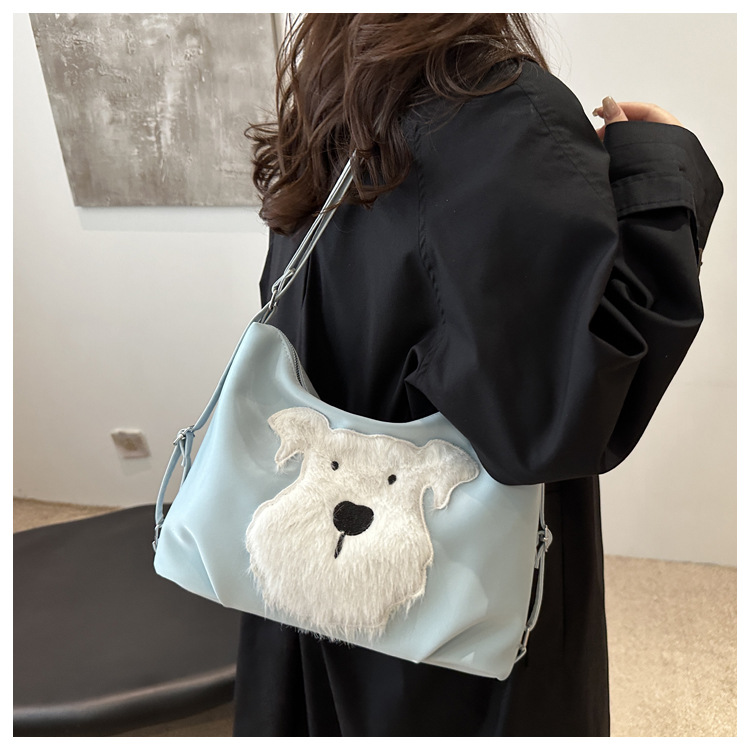 Cute little dog tote bag, women's bag, fashionable new school style backpack, large-capacity commuting single-shoulder bag undefined