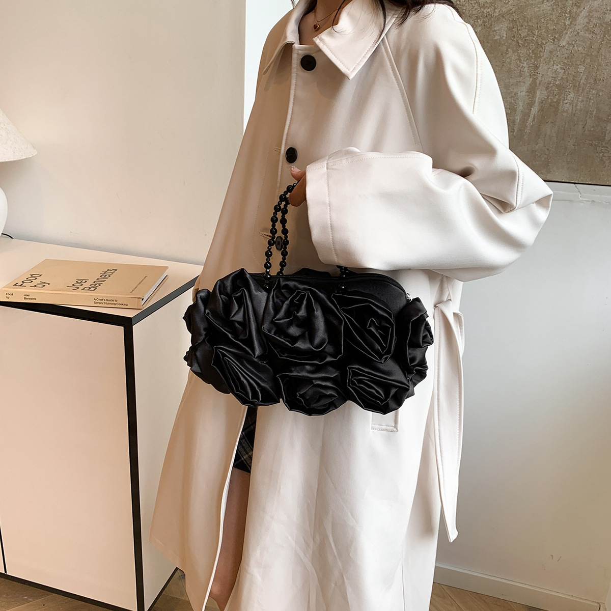 138g Weight Polyester Cotton Lining Material Zipper Closure Type Double Handle Strap Type Handbag, Evening Bag Bags Type Party Occasion Lace Material Flower Pattern Spring&Summer Season Women's Gender Elegant Style Pillow Shape Shape Black Red Lace Flower Pillow Shape Evening Bags 7