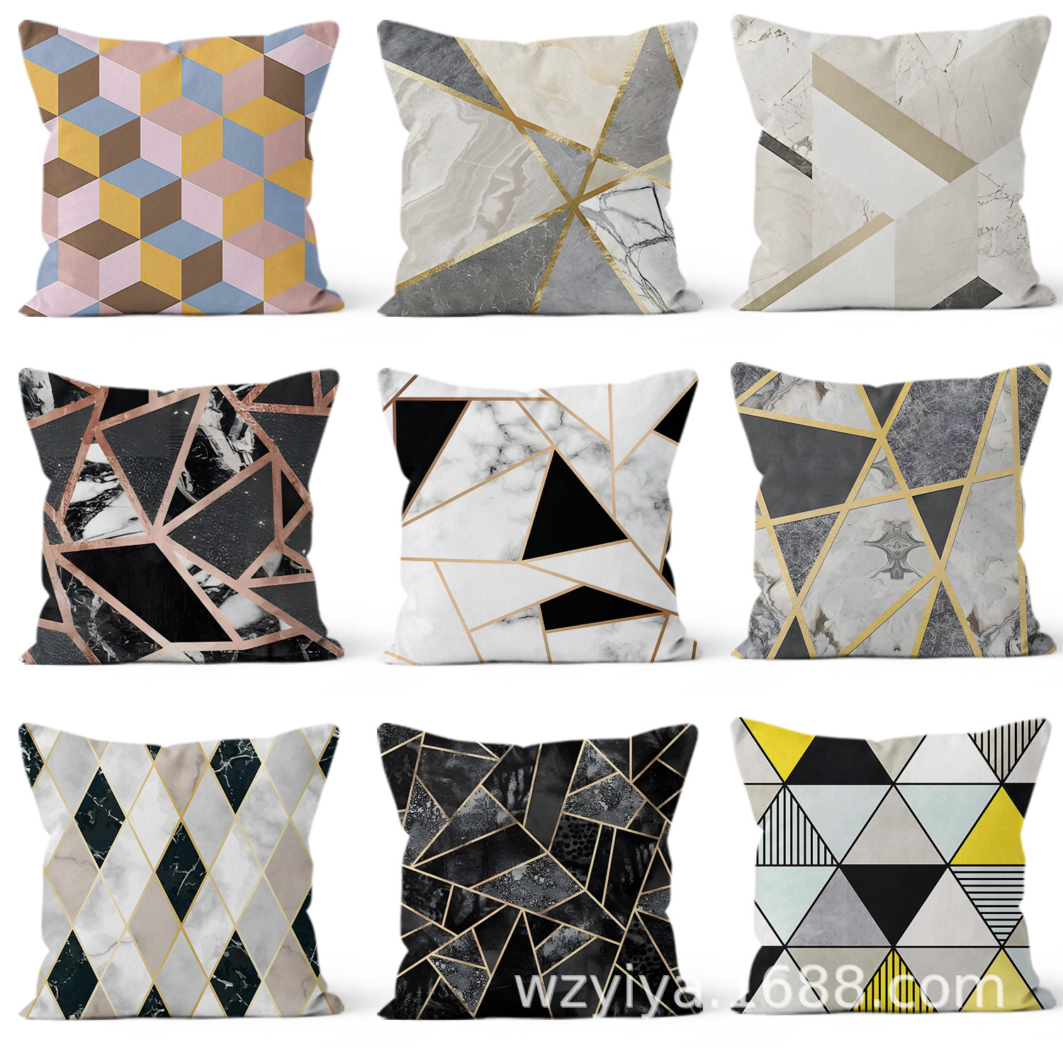 Amazon venta caliente cojín de mármol almohada moderna minimalista geométrica para el hogar sofá cojín almohada