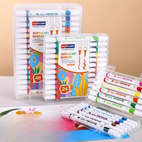 Cross-Border Soft-Tipped Acrylic Marker Set for Students, Quick-Drying Art Markers, Children's Graffiti Waterproof Paint Pens, Colored Pens