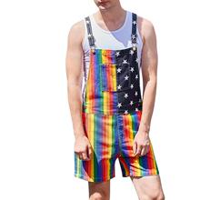 S 31117 Stars Rainbow Couple Overalls ���ǲʺ米���� �羳��