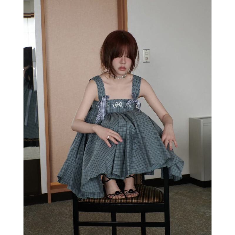 Ready in Stock~Korea 25 Summer Frec*Le New Corset Lamb Mini Dress