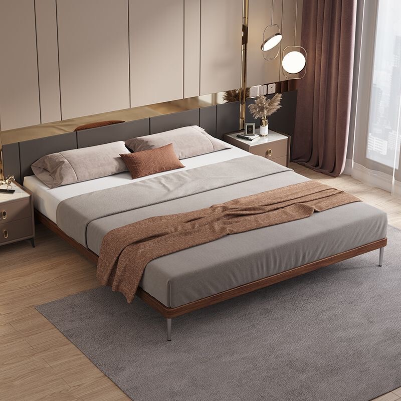 Italian Minimalist Retro-Style Solid Wood Bed for Master Bedroom, High-End Vintage-Style Bed Without Headboard, Block-Shaped Double Bed, Factory Direct Sale Italian Minimalist Retro-Style Solid Wood Bed for Master Bedroom, High-End Vintage-Style Bed Without Headboard, Block-Shaped Double Bed, Factory Direct Sale