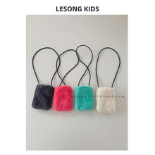 秋冬新款毛毛手机包儿童毛绒小包单肩斜跨包潮竖款迷你包女零钱包