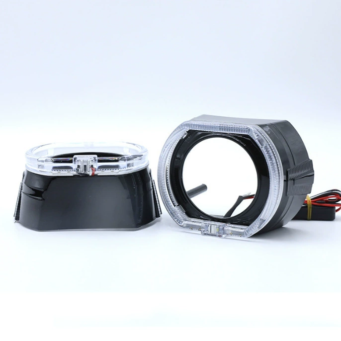 LED light modified dual-light lens integrated angel eyes 2.5 inch 3.0 inch car headlight decorative cover square