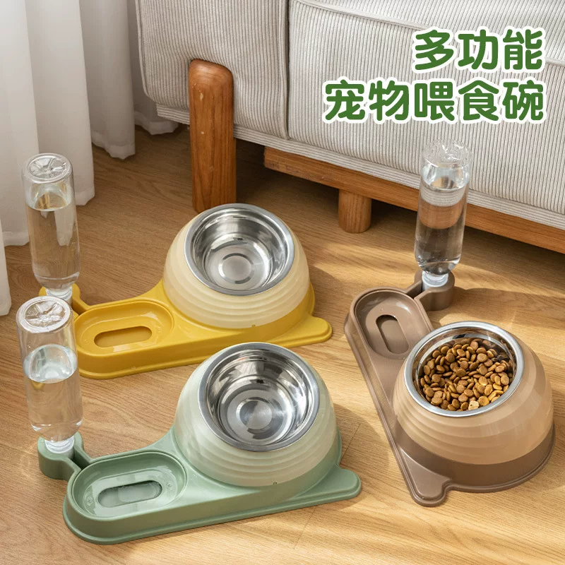 New Snail‑shaped cat bowl Slow‑eating bowl Pets Drinking water, cat food double bowl anti‑boost water and grain