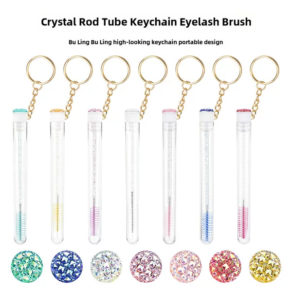Wholesale diamond transparent tube gold buckle eyelash brush disposable grafting eyelash curl eyebrow comb crystal pole makeup brush