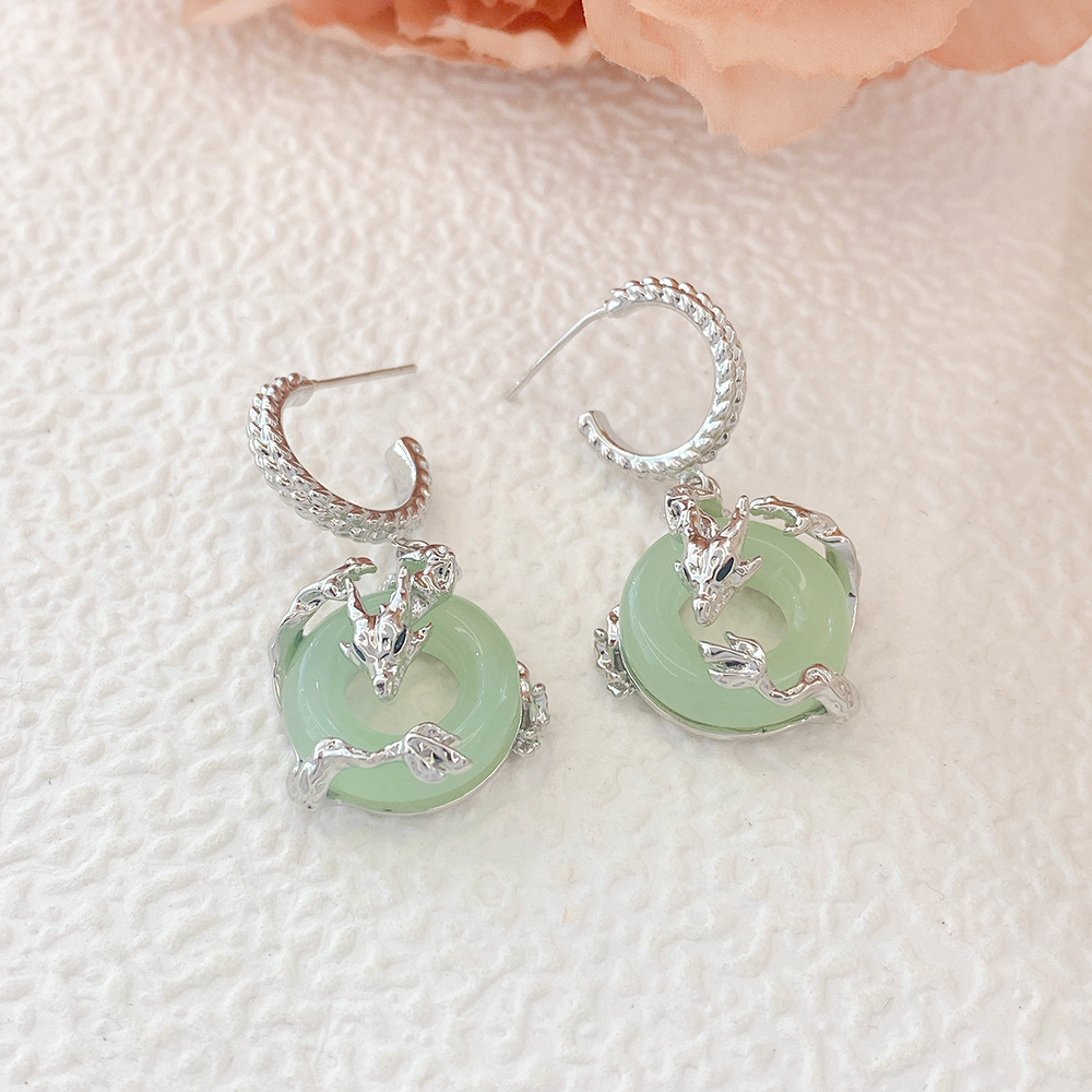 Kafuna China-Chic Antico Argento Sterling Naturale Hotan Anello Orecchini Set Gioielli Live_voghion.com