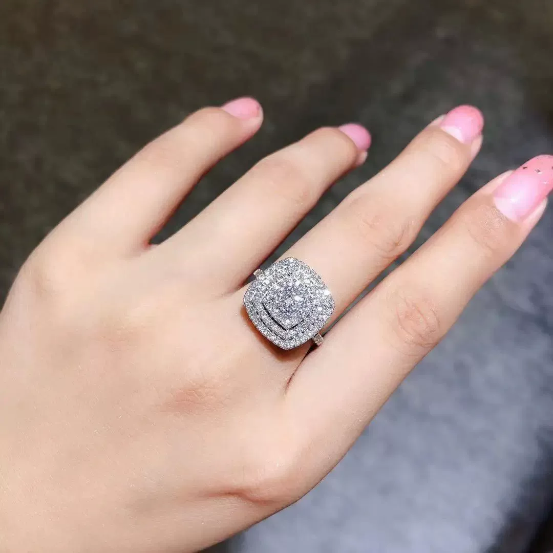 Светская роскошь классическая 925 стерлинговое серебро квадратный Moissanite R