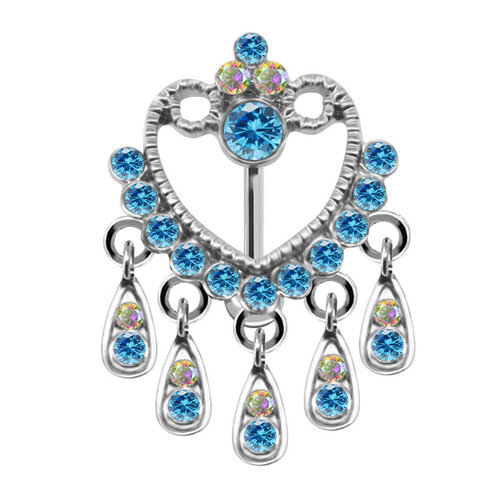 Gabby European and American cross-border heart-shaped navel ring water drop pendant navel ring navel ornament navel nail human body piercing jewelry