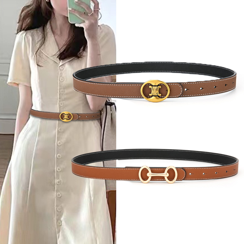 Women's Belt Fashion All-match Jeans Genuine Leather ins Style Decorative Double-sided Belt with Suit Simple Belt