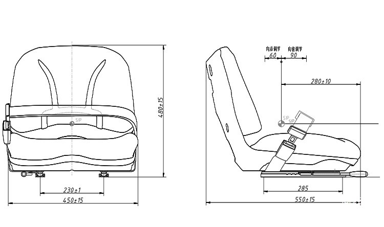 Original Factory-Supplied Universal Seat for Construction Machinery, Forklifts, and Garden Equipment, Model Kl12 with Slide Rail
