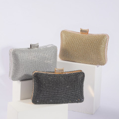 新款歐美女士手拿包派對宴會鑲鑽晚宴包 腋下小巧單鏈條單肩包包