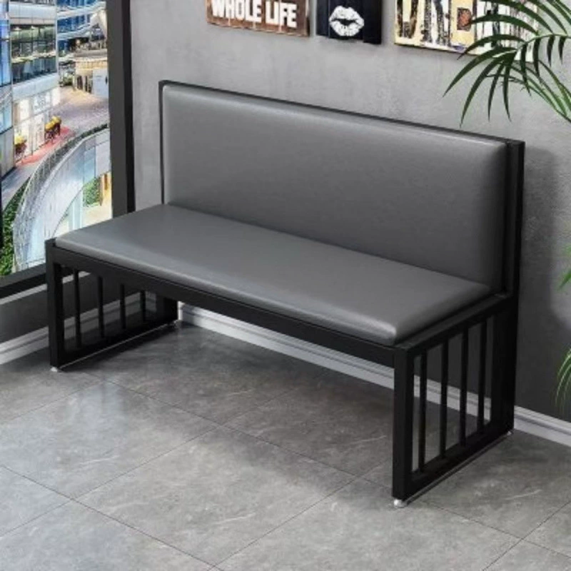 餐厅卡座酒吧烧烤奶茶店双人三人铁艺沙发软包长椅现代休闲长条凳