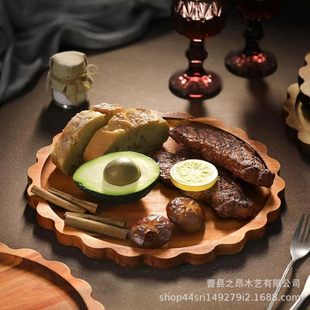 Creative Wooden Lace Tray Solid Wood Desktop Home Dining Tray Party Party Dessert Tray Multi-Purpose Solid Wood Tray
