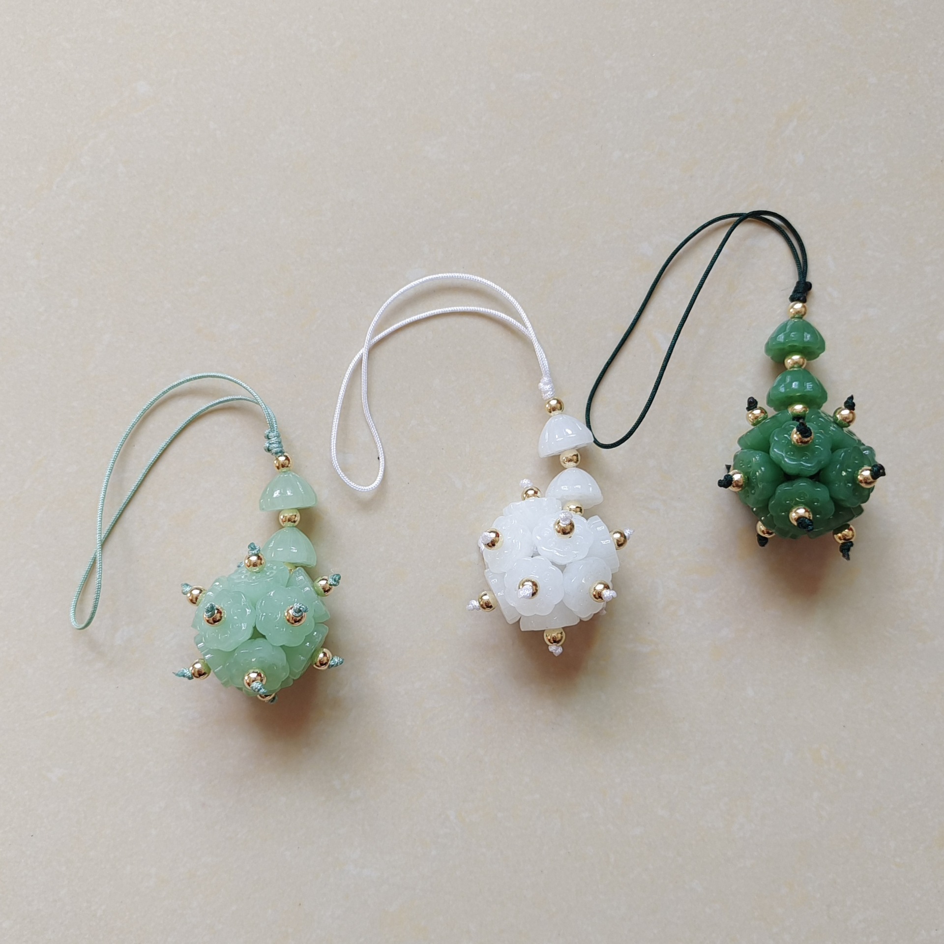 莲蓬手工串珠手机挂包包挂钥匙挂古风车挂挂饰水晶吊坠国风钥匙扣