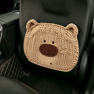 3D Printed Cute Cartoon Car Chair back anti-kick pad - printed-three-dimensional-beige-bear