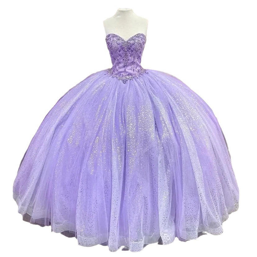 Comercio exterior vestido de boda vestido de noche hilo púrpura elegante temperamento vestido de noche fiesta de cumpleaños aniversario