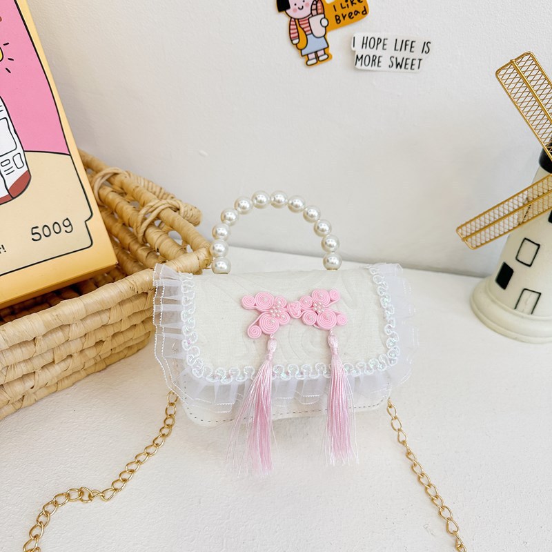Nuevo bolso infantil súper lindo, niña pequeña, bolsa de perlas, chica encantadora, princesa encantadora, viento de encaje