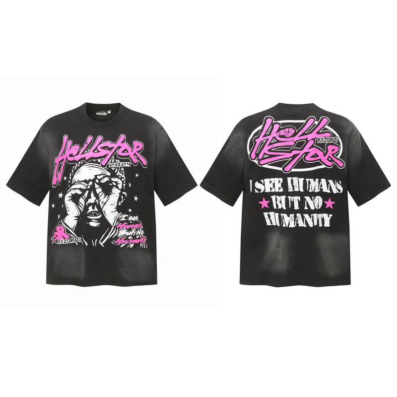 クロスボーダー Hellstar Tシャツ 2025年夏 欧米トレンドブランド レタープリント ゆったり半袖Tシャツ 男女兼用|undefined