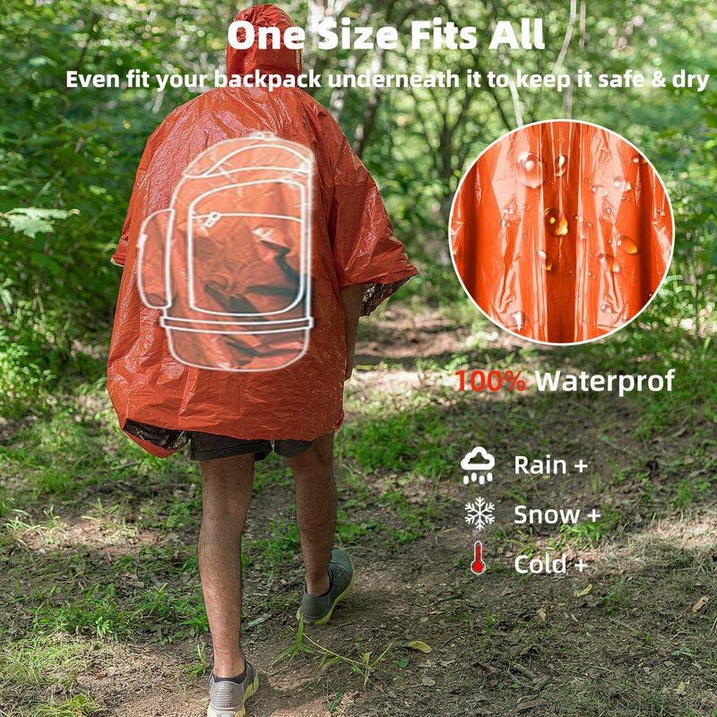 Portable Emergency Thermal Blanket Raincoat Aluminum Foil Outdoor Camping Survival Blanket to Prevent Hypothermia and Cold Protection Portable Emergency Thermal Blanket Raincoat Aluminum Foil Outdoor Camping Survival Blanket to Prevent Hypothermia and Cold Protection