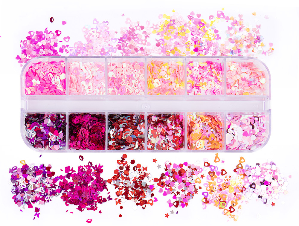 30g Weight Nail Decoration Accessories Nail Supplies See detail page-[15 Books in a Box] Rainbow Horse Keychain Box Quantity Sequin Material Square, Moon, Heart Shape Pattern Simple Style Style Hot 12 Nail Art Too Small Sequins Nail Art Jewelry For Valentine's Day Ultra-Thin Nail Sticker Wholesale 13