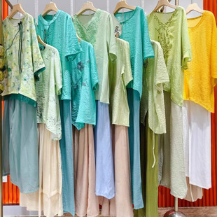 Cloud Sketch Brand Discount Women's Clothing Wholesale Live Supply Counter Withdrawal Goods Cotton Linen Fabric Linen
