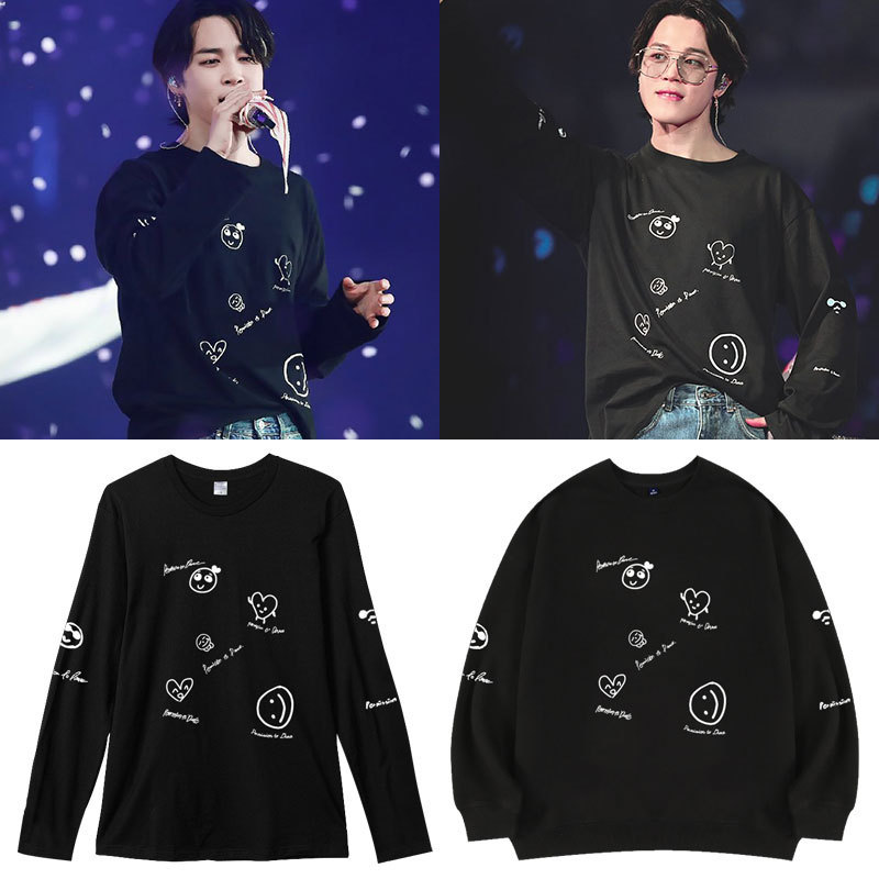 Bullet-proof Youth League Park Zhi Ji Ji Mi concert stage hand-painted graffiti printed same long-sleeved T-shirt clothes