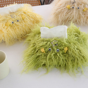 Beauty element tissue bag household cute cartoon plush tissue box creative living room bedroom tissue box factory