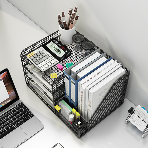 Dropshipping desktop bookshelf desk book storage rack office desk file rack A4 metal storage