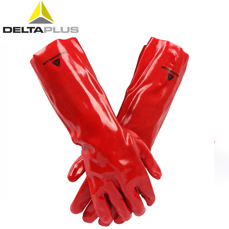 代尔塔201402舒适版40厘米PVC防化手套耐酸耐手部防护手套