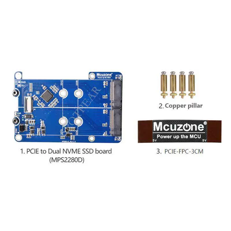Raspberry Pi 5 MPS2280D PCIe to M.2 NVME двойной SSD Né Solid Drive PI5 Dual 2280