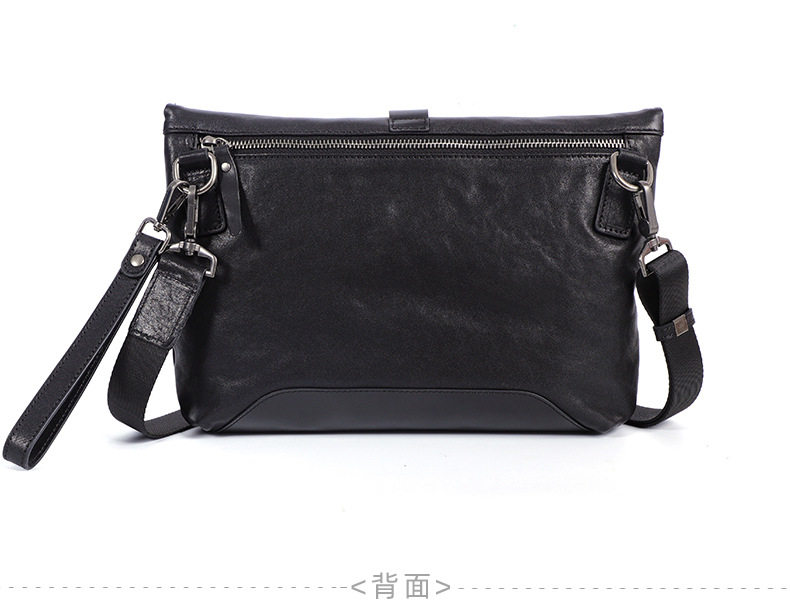 Túi đeo chéo nam da bò thật kiểu dáng nhỏ gọn, túi cầm tay thời trang 29×11×17 cm — màu đen chi tiết 12