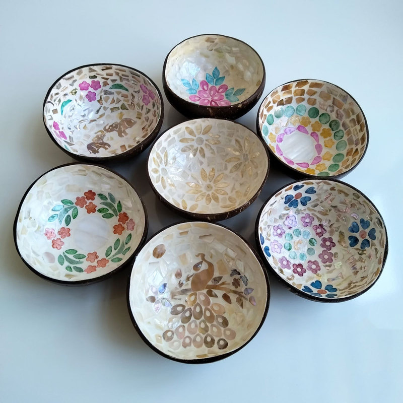 Wholesale Shell Coconut Bowl Entrance Key Storage Bowl Dried Fruit Melon Seed Bowl Hotel Front Desk Candy Storage Bowl Decoration