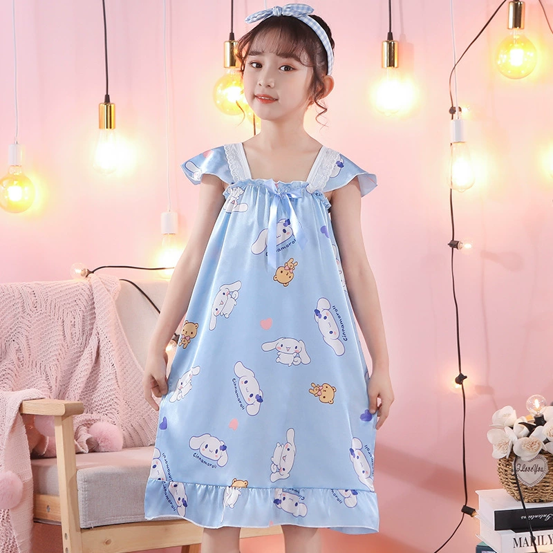 Silk summer thin children's pijama, with short sleeve, Korean style