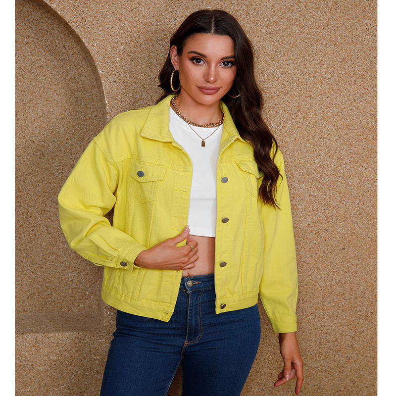 European Style Spring and Autumn New Korean Version Loose Colorful Jacket Denim Coat Women's Top Bf Style Lazy Style Versatile
