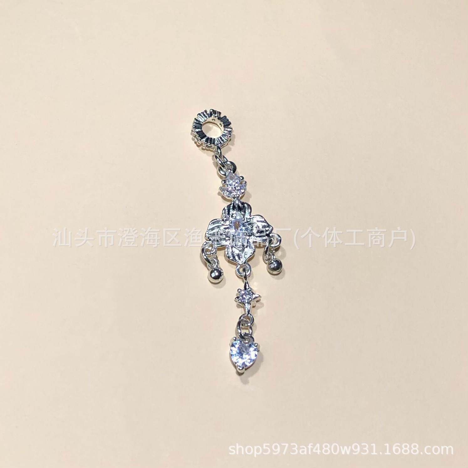 14K Gold-Filled Micro-Paved Zircon Butterfly Tassel Bead Crystal Bracelet Necklace DIY Handmade Accessories Pendant