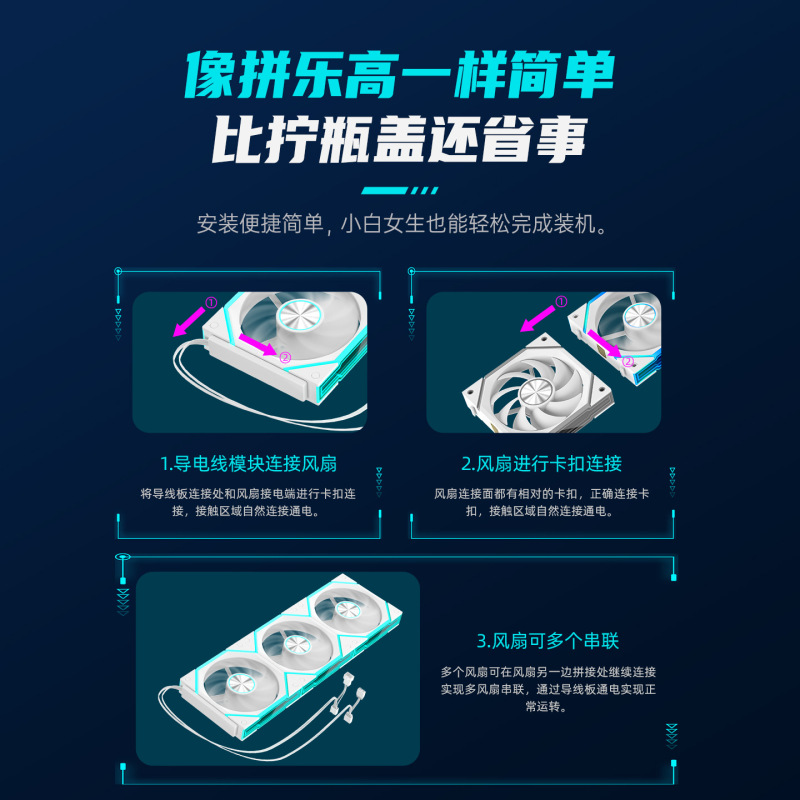 棱镜霜链积木拼接风扇台式机智能温控5v3针ARGB幻彩散热机箱风扇|undefined