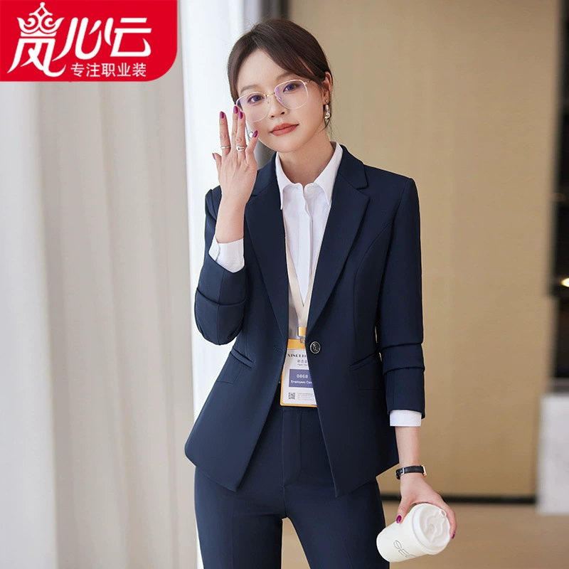 Серый профессиональный женский костюм 2024, новинка весны и осени, элегантная рабочая одежда для менеджера отеля, формальный стильный костюм