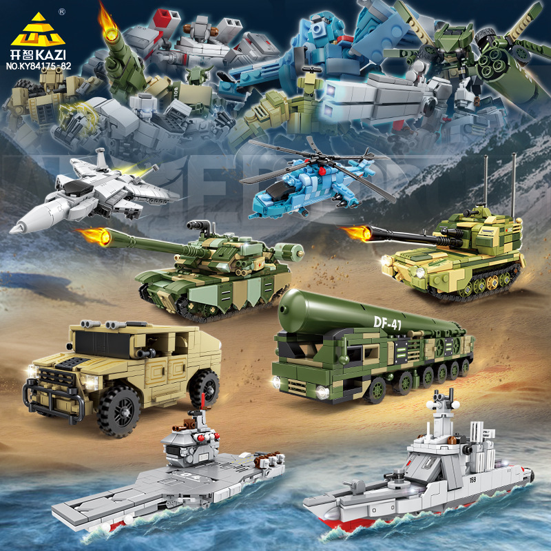 KaiZhi84175 - 84182 mar, tierra y aire mecha militar deformable bloques de niños juguetes regalos al por mayor image 1