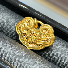 999足金包银首饰竹纹长命锁竹报宝宝平安锁包黄金吊坠满月礼送礼